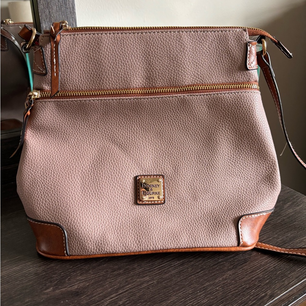 Dooney & Bourke Tan and Brown Crossbody Bag with Classic Design